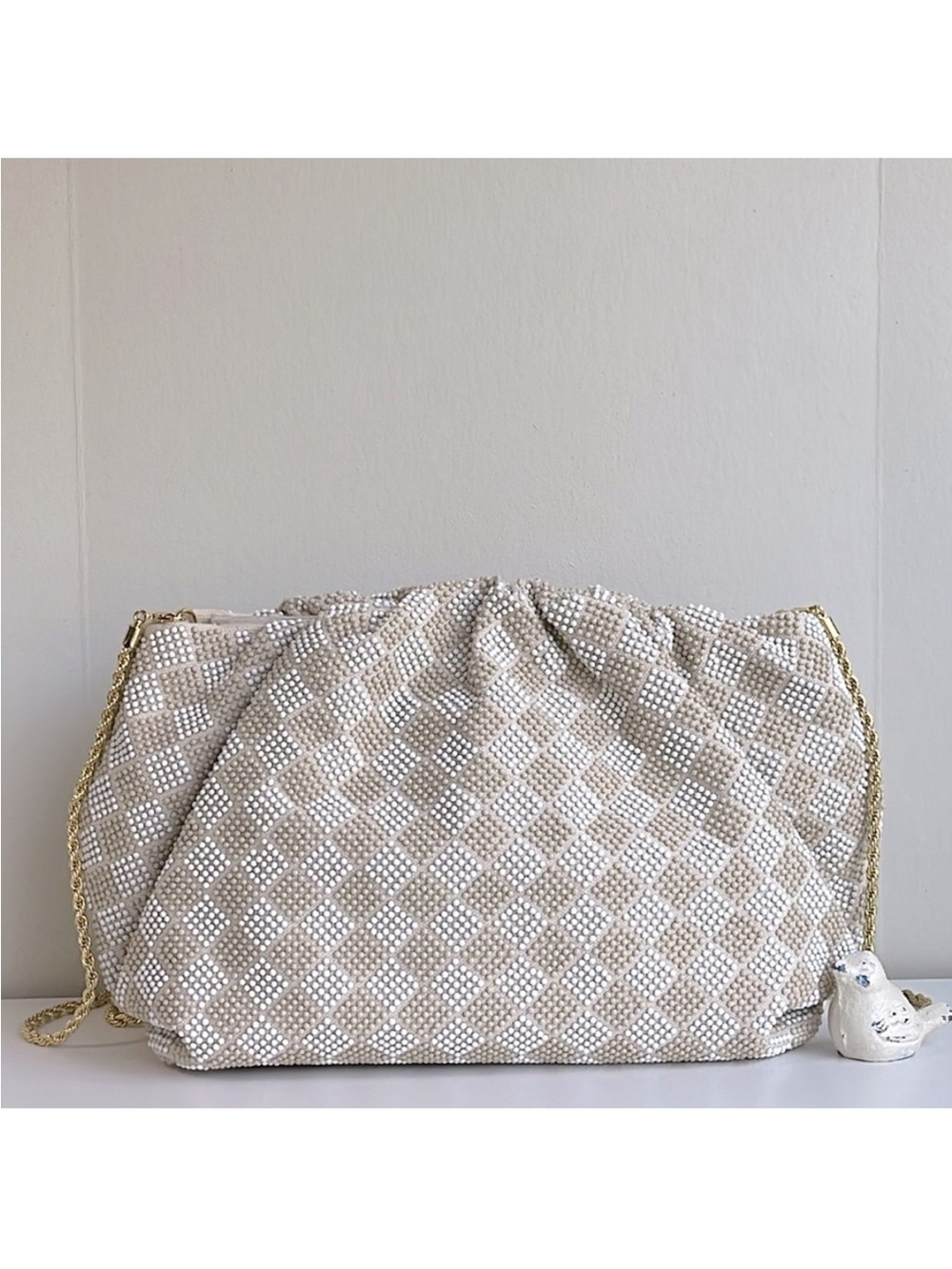 Loeffler Randall Pleated Beaded Clutch